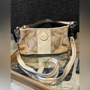 Coach Off White and Tan Crossbody Bag